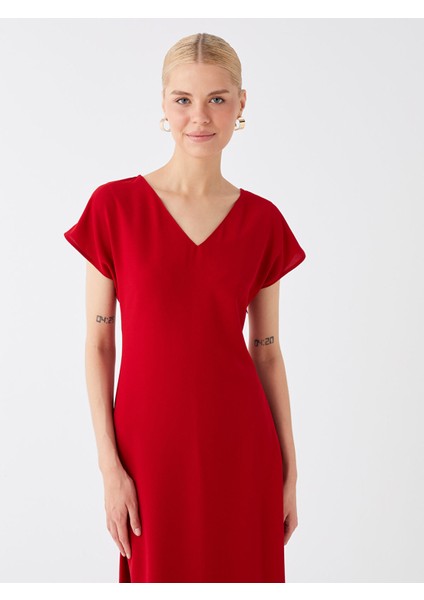 Yeni Sezon V Yaka Düz Kısa Kollu Kadın Elbise fiyatları