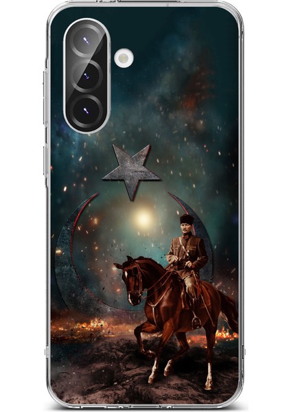 Samsung Galaxy A56 Uyumlu Atatürk At Üstünde Zafer Baskılı Silikon Kılıf