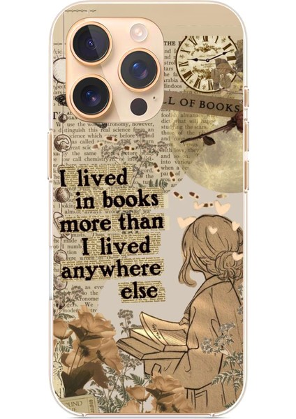 iPhone 16 Pro Uyumlu Kitap Okuyan Kadın Retro Baskılı Silikon Kılıf
