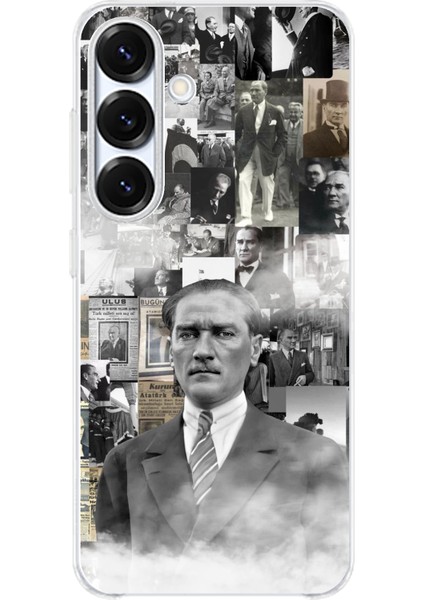 Samsung Galaxy S25 Uyumlu Mustafa Kemal Atatürk Kolaj Baskılı Silikon Kılıf