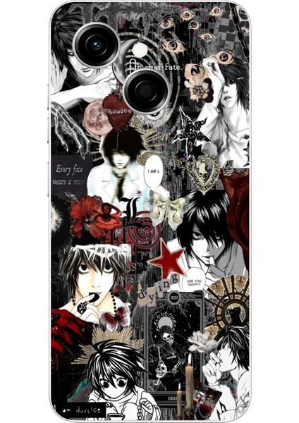 Tecno Spark Go 1 Uyumlu Death Note Kolaj Tasarımlı Baskılı Silikon Kılıf
