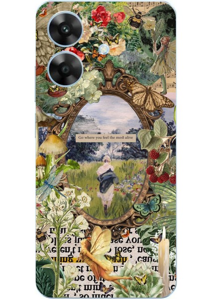 Realme Note 60 Uyumlu Yeşil Doğa Baskılı Silikon Kılıf