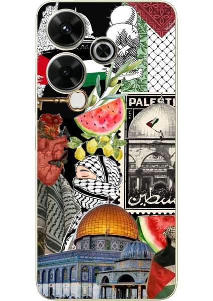 Redmi 13 Uyumlu Filistin Özgürlük Kolajı Baskılı Silikon Kılıf