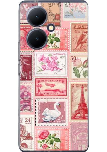 Vivo V29 Lite Uyumlu Pembe Posta Pulları Baskılı Silikon Kılıf