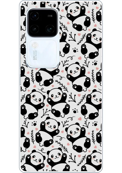 Vivo V30 Uyumlu Minik Pandalar Baskılı Silikon Kılıf