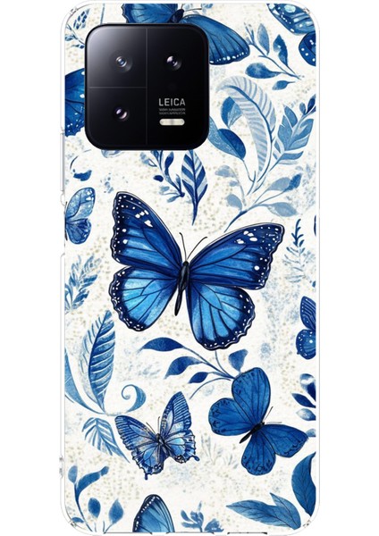 Xiaomi Mi 13 Uyumlu Mavi Kelebekler Baskılı Silikon Kılıf