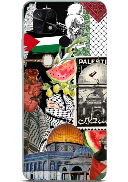 Redmi 10C - Poco C40 Uyumlu Filistin Özgürlük Kolajı Baskılı Silikon Kılıf