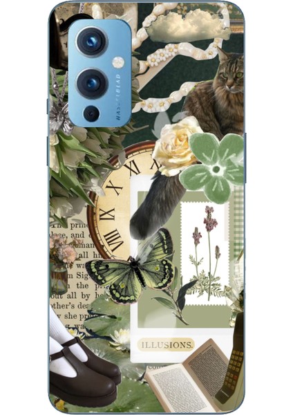 Oneplus 9 Uyumlu Yeşil Estetik Pano Kolaj Baskılı Silikon Kılıf