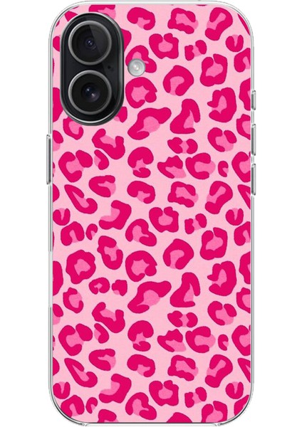 iPhone 17 Uyumlu Pembe Leopar Tasarımlı Baskılı Silikon Kılıf