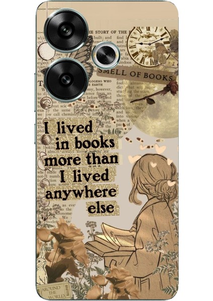 Poco F6 Uyumlu Kitap Okuyan Kadın Retro Baskılı Silikon Kılıf