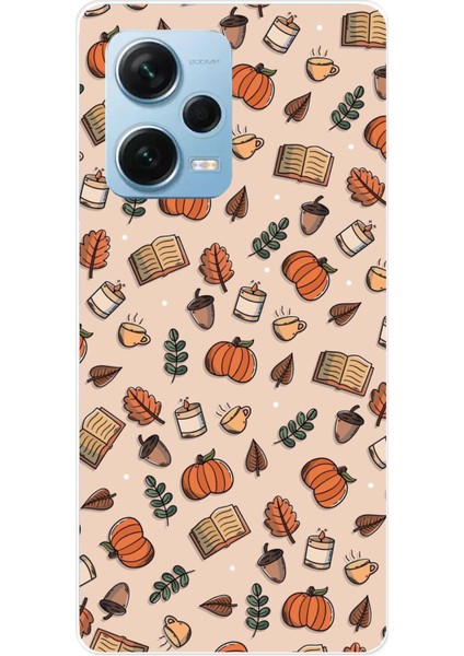 Redmi Note 12 Pro 5g Uyumlu Sonbahar Balkabağı Baskılı Silikon Kılıf