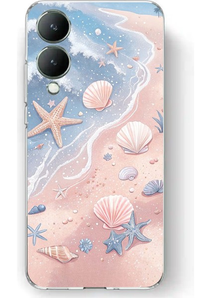 Vivo Y17S Uyumlu Sahil Deniz Kabuğu Baskılı Silikon Kılıf
