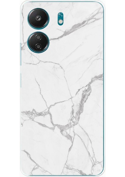 Redmi 13C - Poco C65 Uyumlu Gri Mermer Baskılı Silikon Kılıf