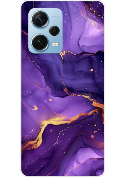 Redmi Note 12 Pro 5g Uyumlu Ametist Taşı Mor Mermer Baskılı Silikon Kılıf