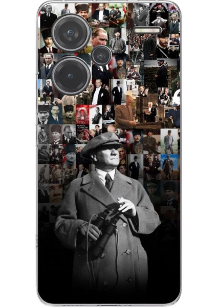 Redmi Note 13 Pro Plus 5g Uyumlu Atatürk Portre Kolaj Baskılı Silikon Kılıf