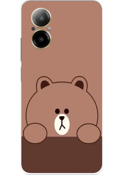 Realme 12 Lite - C67 Uyumlu Kahverengi Ayı Tasarımlı Baskılı Silikon Kılıf