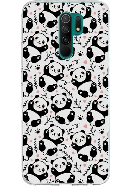 Redmi 9 Uyumlu Minik Pandalar Baskılı Silikon Kılıf