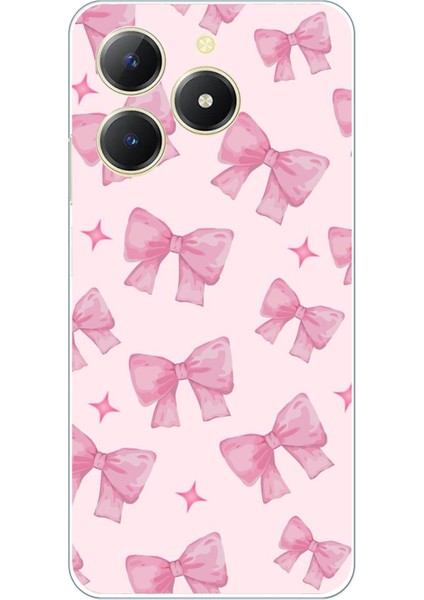 Realme C61 Uyumlu Pembe Fiyonklar Baskılı Silikon Kılıf