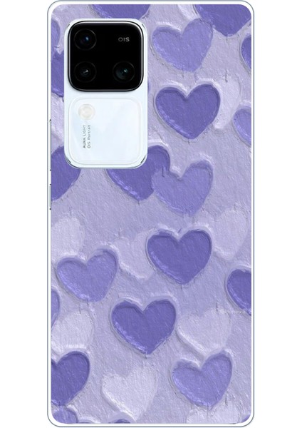 Vivo V30 Uyumlu Mor Kalpler Tasarımlı Baskılı Silikon Kılıf