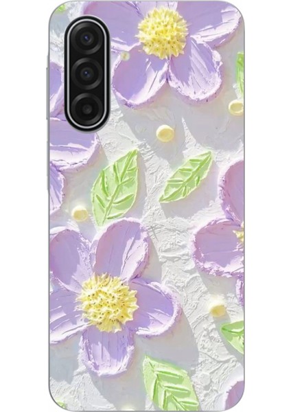 Samsung Galaxy A17 Uyumlu Mor Papatyalar Sulu Boya Baskılı Silikon Kılıf