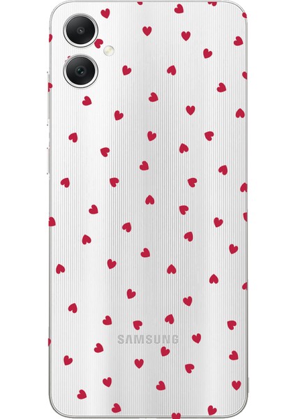 Samsung Galaxy A05 Uyumlu Kırmızı Kalpler Tasarımlı Baskılı Silikon Kılıf