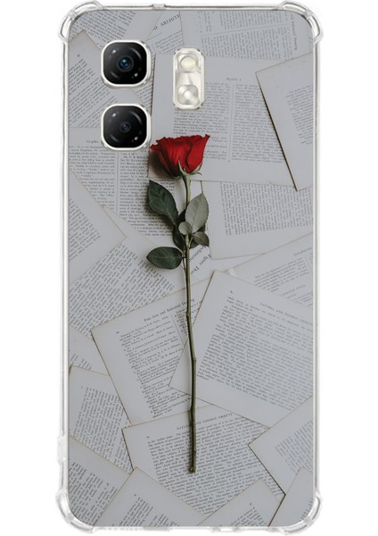 Infinix Hot 50I - Smart 9 Uyumlu Kırmızı Gül Baskılı Silikon Kılıf