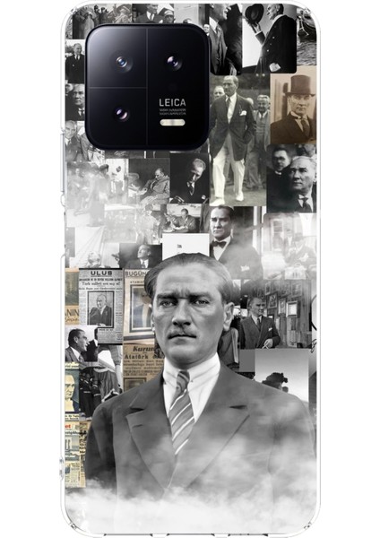 Xiaomi Mi 13 Uyumlu Mustafa Kemal Atatürk Kolaj Baskılı Silikon Kılıf