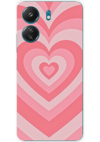 Redmi 13C - Poco C65 Uyumlu Pembe Kalpler Baskılı Silikon Kılıf