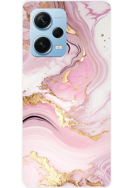 Redmi Note 12 Pro 5g Uyumlu Pembe Mermer Baskılı Silikon Kılıf