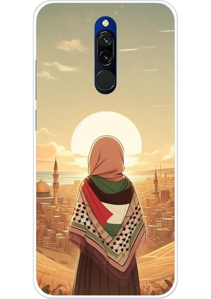 Redmi 8 Uyumlu Filistine Özgürlük Kız Baskılı Silikon Kılıf