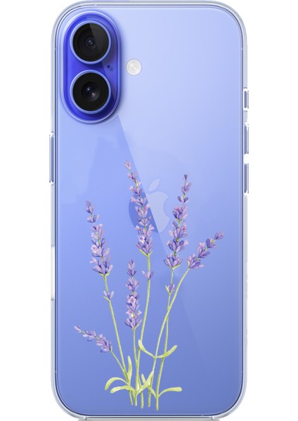 iPhone 16 Uyumlu Lavanta Çiçek Tasarımlı Baskılı Silikon Kılıf