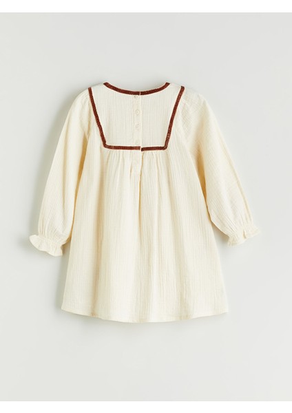 Yeni Sezon Bisiklet Yaka Çiçekli Müslin Kız Çocuk Elbise fırsatları