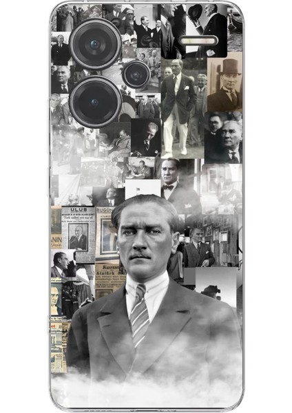 Redmi Note 13 Pro Plus 5g Uyumlu Mustafa Kemal Atatürk Kolaj Baskılı Silikon Kılıf