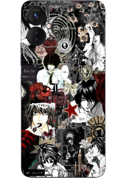 Tecno Spark 9 Pro Uyumlu Death Note Kolaj Tasarımlı Baskılı Silikon Kılıf