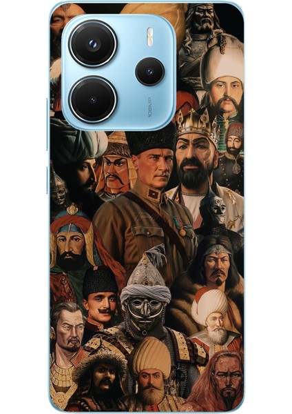 Redmi Note 14 4g Uyumlu Türk Büyükleri Kolaj Baskılı Silikon Kılıf