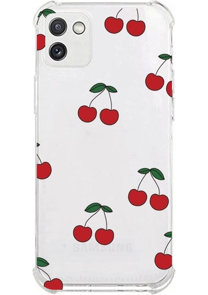 Samsung Galaxy A03 Uyumlu Kirazlar Tasarımlı Baskılı Silikon Kılıf
