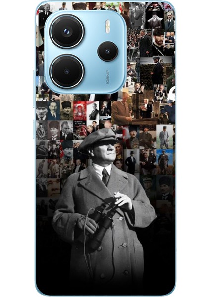Redmi Note 14 4g Uyumlu Atatürk Portre Kolaj Baskılı Silikon Kılıf