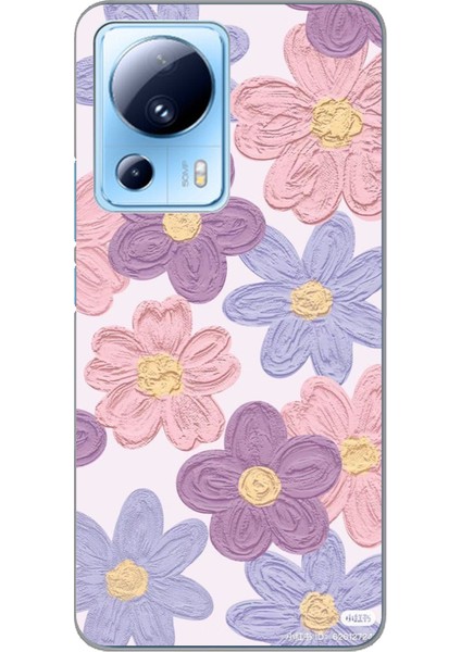 Xiaomi Mi 13 Lite Uyumlu Renkli Papatyalar Sulu Boya Baskılı Silikon Kılıf