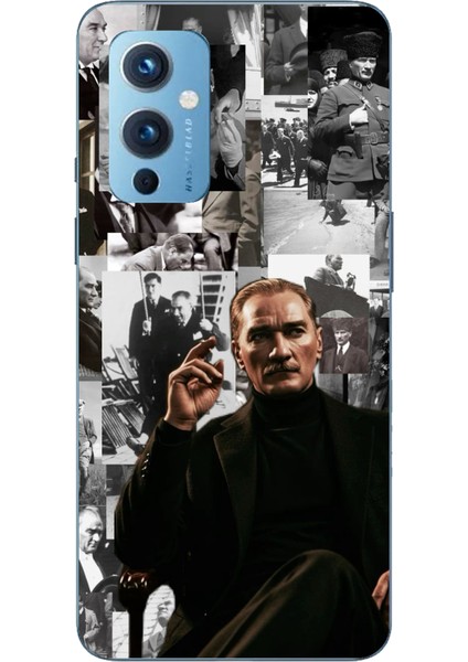 Oneplus 9 Uyumlu Mustafa Kemal Atatürk Kolaj Baskılı Silikon Kılıf