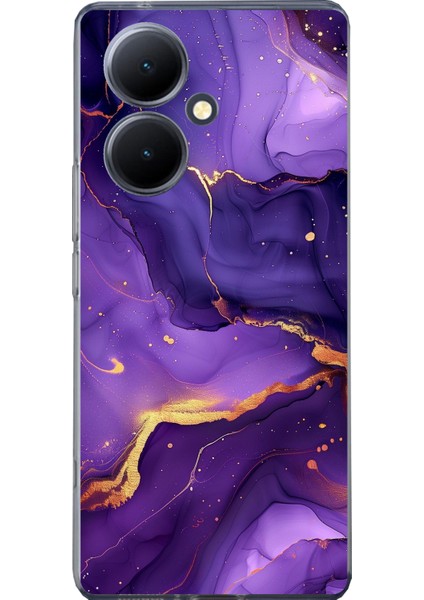 Vivo V29 Lite Uyumlu Ametist Taşı Mor Mermer Baskılı Silikon Kılıf