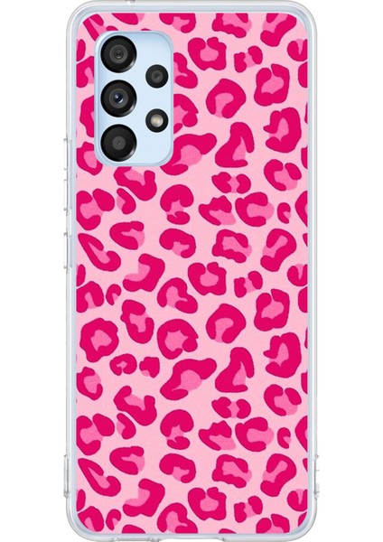 Samsung Galaxy A53 Uyumlu Pembe Leopar Tasarımlı Baskılı Silikon Kılıf