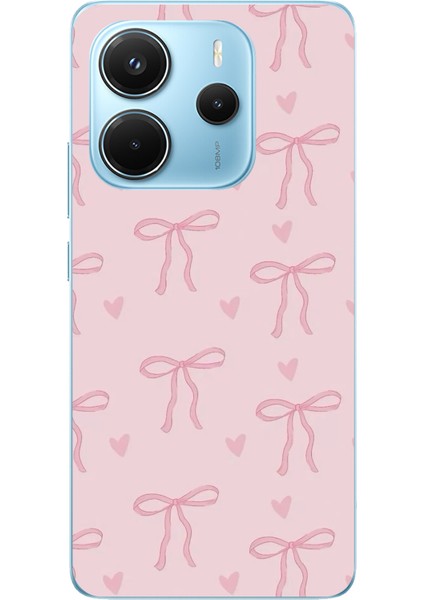 Redmi Note 14 4g Uyumlu Pembe Kalpli Fiyonklar Baskılı Silikon Kılıf