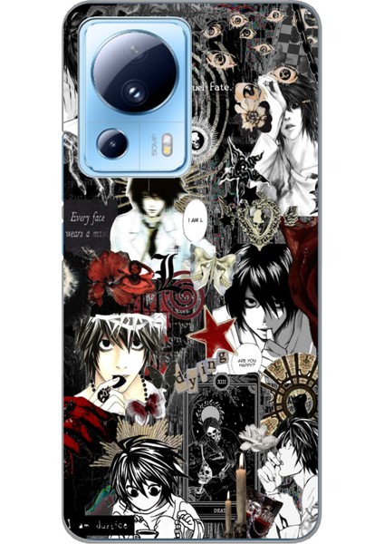 Xiaomi Mi 13 Lite Uyumlu Death Note Kolaj Tasarımlı Baskılı Silikon Kılıf