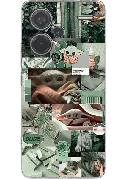 Redmi Note 13 Pro Plus 5g Uyumlu Yoda Kolaj Baskılı Silikon Kılıf