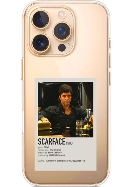 iPhone 16 Pro Uyumlu Scarface Mini Poster Tasarımlı Baskılı Silikon Kılıf