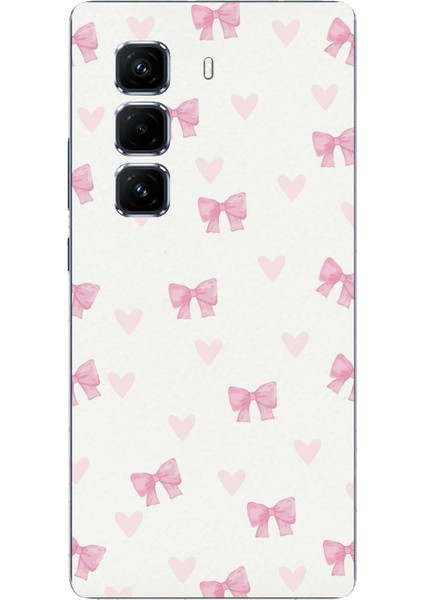 Infinix Hot 50 Pro Plus Uyumlu Fiyonklar ve Pembe Kalpler Baskılı Silikon Kılıf