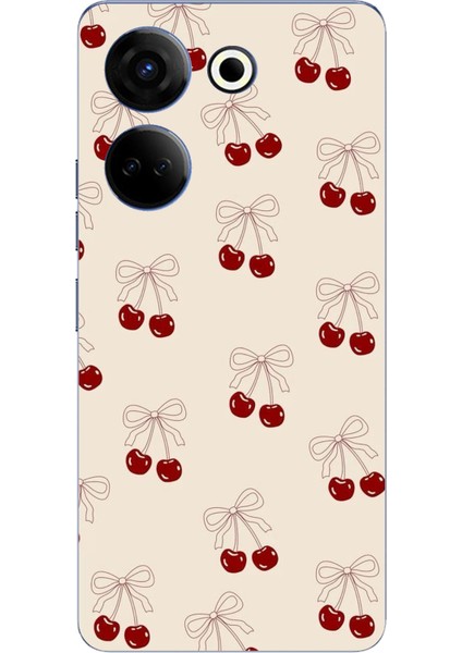 Tecno Camon 20 - 20 Pro 4g Uyumlu Fiyonklu Kirazlar Baskılı Silikon Kılıf