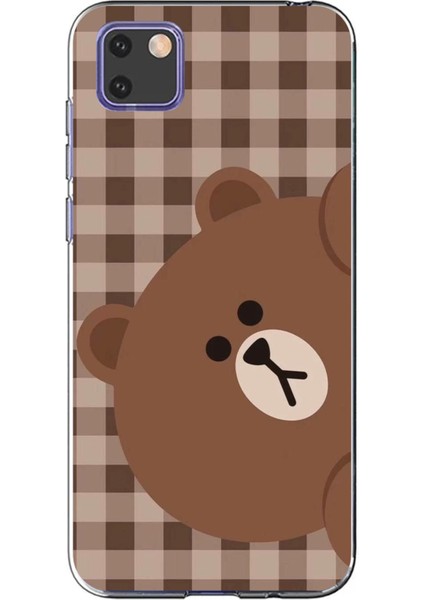 Huawei Y5P Uyumlu Kahverengi Ayı Yan Tasarımlı Baskılı Silikon Kılıf