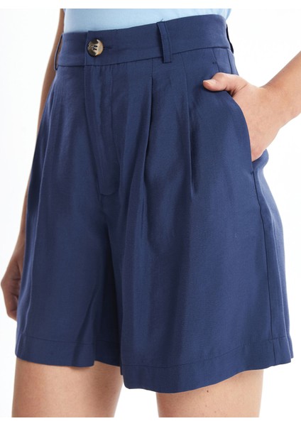 Yeni Sezon Rahat Kalıp Düz Keten Görünümlü Kadın Şort modelleri