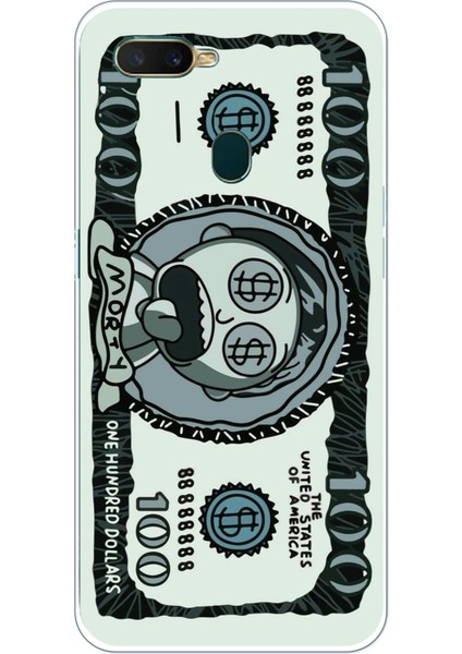 Oppo A5S-AX7-A12 Uyumlu Morty Dolar Baskılı Silikon Kılıf